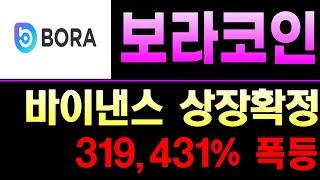 보라코인 바이낸스 상장확정 319431% 폭등 #보라코인