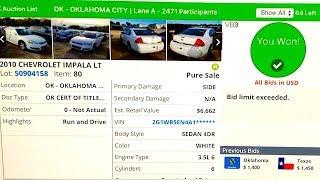 Copart Auction Live Bidding + Win 86K Mile 2010 Impala