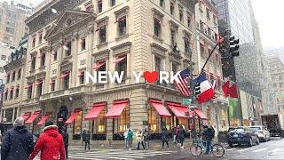 4KSnowfall in New York City ️️ Walking Around Midtown Manhattan  Jan. 19 2024