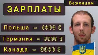 ЗАРПЛАТЫ  УКРАИНСКИХ  БЕЖЕНЦЕВ В  ПОЛЬШЕ В ГЕРМАНИИ И  В КАНАДЕ 