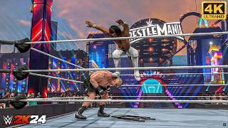 WWE 2K24 - Seth Rollins vs. Brock Lesnar - WWE Championship Match at WrestleMania  PC 4K60