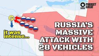 Russia Launched Massive Attack With 28 Vehicles. Ukrainian Drone Attack Failed Badly.