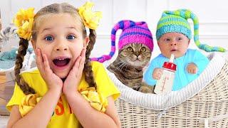 Diana and Oliver Funny Baby Adventures with cat