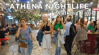 Athens Nightlife Greece Walking Tour 4K – With Captions