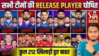 IPL 2025 All 10 Teams Confirm Released Player List Announced Before Mega Auction  TATA IPL 2025