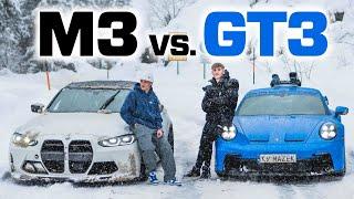 BMW M3 G80 vs. PORSCHE 992 GT3 DRIFTING IN SNOW - GONE SKIING