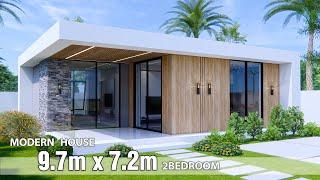 Modern House Design   9.7m x 7.2m House Plan with 2Bedroom
