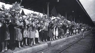 1945 Белорусский вокзал Первый поезд Победы прибыл в Москву 10 мая кинохроника  Победы