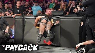 Rhea Ripley Spears Kevin Owens through the barricade WWE Payback 2023 highlights