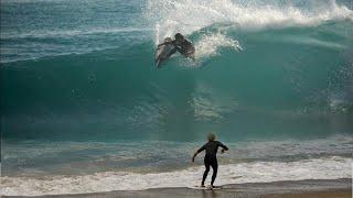 RAW - Professional Skimboarders Try to Skimboard at Trestles