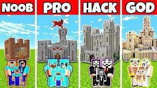 Minecraft FAMILY CASTLE HOUSE BUILD CHALLENGE - NOOB vs PRO vs HACKER vs GOD in Minecraft