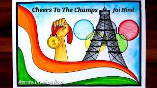 International Olympic Day Drawing Tribute to The Olympic Winners poster drawing Paris Olympic 2024