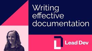 Writing effective documentation  Beth Aitman  #LeadDevBerlin