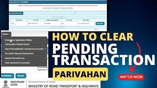 How to Clear Pending transaction in Parivahan