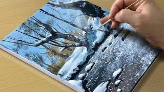 How to Paint a Snowy River  Acrylic Painting