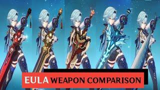 Eula Weapon Comparison  Archaic  Blackcliff  Serpent spine  Snow-Tombed Starsilver  Tuna