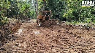 Excellent Work CAT D6R XL Bulldozer Operator Working to Smooth Agricultural Roads