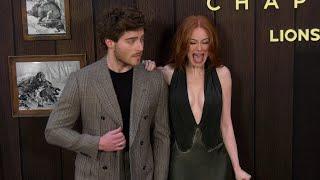 A funny moment with Madelaine Petsch & Froy Gutierrez at the premiere of The Strangers Chapter 1