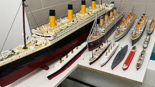 All Ships Lined Up in the Tub Titanic Britannic and Lego Titanic Reviewed and Tested in the Water