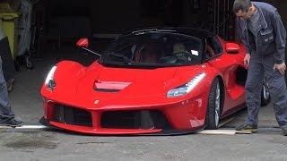 4K Ferrari LaFerrari - Start Up and Departure at Autoworld Brussels