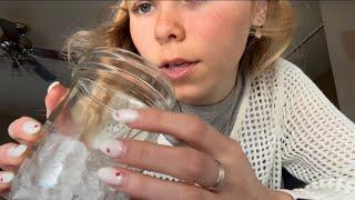 ASMR in my kitchen  making a drink counter tapping whispers