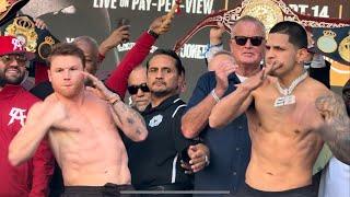 CANELO EDGAR BERLANGA FULL WEIGH IN FINAL WORDS FINAL FACE OFF & PUNCHES THROWN