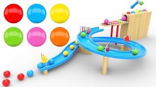 Learn Colors and Shapes with Marble Maze Run and Wooden Hammer Educational Toys