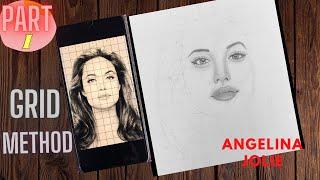 How to draw Angelina Jolie II eye nose lips II lesson 1 II tutorial for...