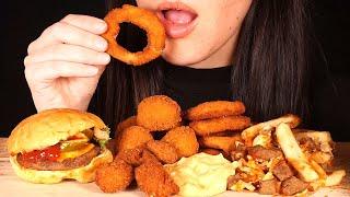 ASMR Fast Food FAIL  Burger Fries Onion Rings No Talking