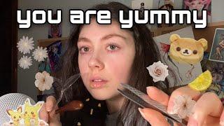 AsMr  OM NOMZ  Eating + Slurping Your Negative Energy  wooden spoon tweezers spit cleaning 