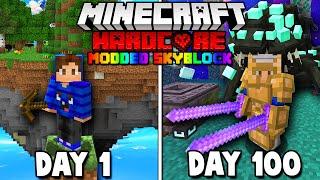 I Survived 100 Days in Modded Skyblock on Hardcore Minecraft... Heres What Happened