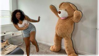 GIANT TEDDY BEAR PRANK ON GIRLFRIEND *GOES WELL*