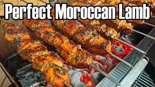 Easy Moroccan lamb skewer recipe cooked over charcoal