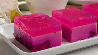 Dragon Fruit Coconut Agar-agar Jelly  Agar-agar Jelly Recipe  火龙果燕菜糕食谱  火龙果果冻食谱