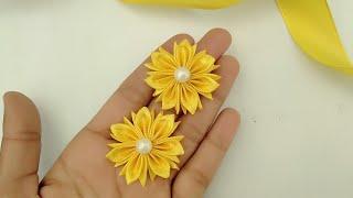 Mini kanzashi Ribbon Flowers  Satin Ribbon Flower Making  kanzashi Flower #neeliartandcraft