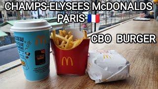 We try out a McDONALDS CBO BURGER on the CHAMPS-ELYSEES PARIS. American Food.