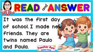 SHORT STORY WITH QUESTIONS  First Day of School  ENGLISH READING COMPREHENSION  Teacher Aya