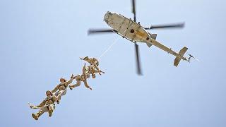 US Marines Special Patrol Insertion and Extraction SPIE Rigging Drill and Waterborne Jump