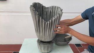 Unique Design Cement Pot From Old Towels  How to make pots simple and easy