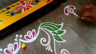 Easy border rangoli designs  Friday rangoli  Lakshmi pooja rangoli  Festival border muggulu