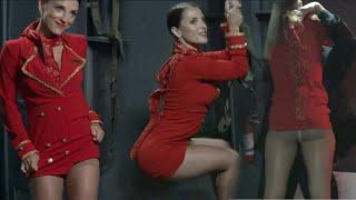 Katrina Norman fantastic legs in her shiny pantyhose and short stewardess outfit - Money Plane 2020