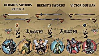 Shadow Fight 2  Hermits Swords Replica vs Hermits Swords vs Victorious Jian