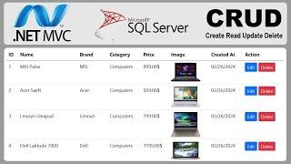 CRUD Operations using ASP.NET Core MVC Entity Framework and SQL Server  Create Read Update delete