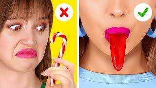 GIANT VS TINY FOOD CHALLENGES  How to Sneak Makeup and Food into Class by 123 GO LIVE