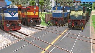 WORLD DANGEROUS LONGEST TRAIN RUNNING ON ZIG ZAG TRACK  Full Speed Crossing  Train Simulator