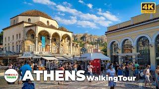 Athens Greece Walking Tour - 4K - with Captions & Binaural Audio