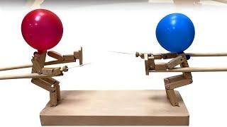 Balloon Bamboo Man Battle Review 2024 - Handmade Wooden Fencing Puppets