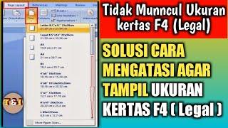 Tutorial  Cara mengatasi tidak muncul ukuran kertas F4  Legal