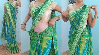 Border style bandhani saree draping trick  easy saree draping tutorial