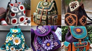 Crochet Colorful Backpack Hippie Back pack Festival Backpack Vintage Style Crochet crossbody bags